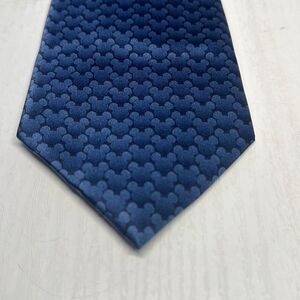 Disney Parks DISNEYLAND Resorts MICKEY MOUSE Print 100% Silk Necktie Navy Blue